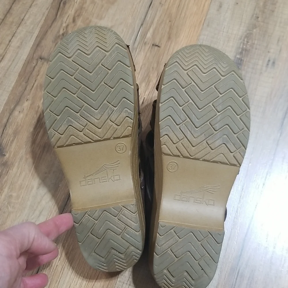 DANSKO Brown Leather Slip-On Wedge Sandal Size 37